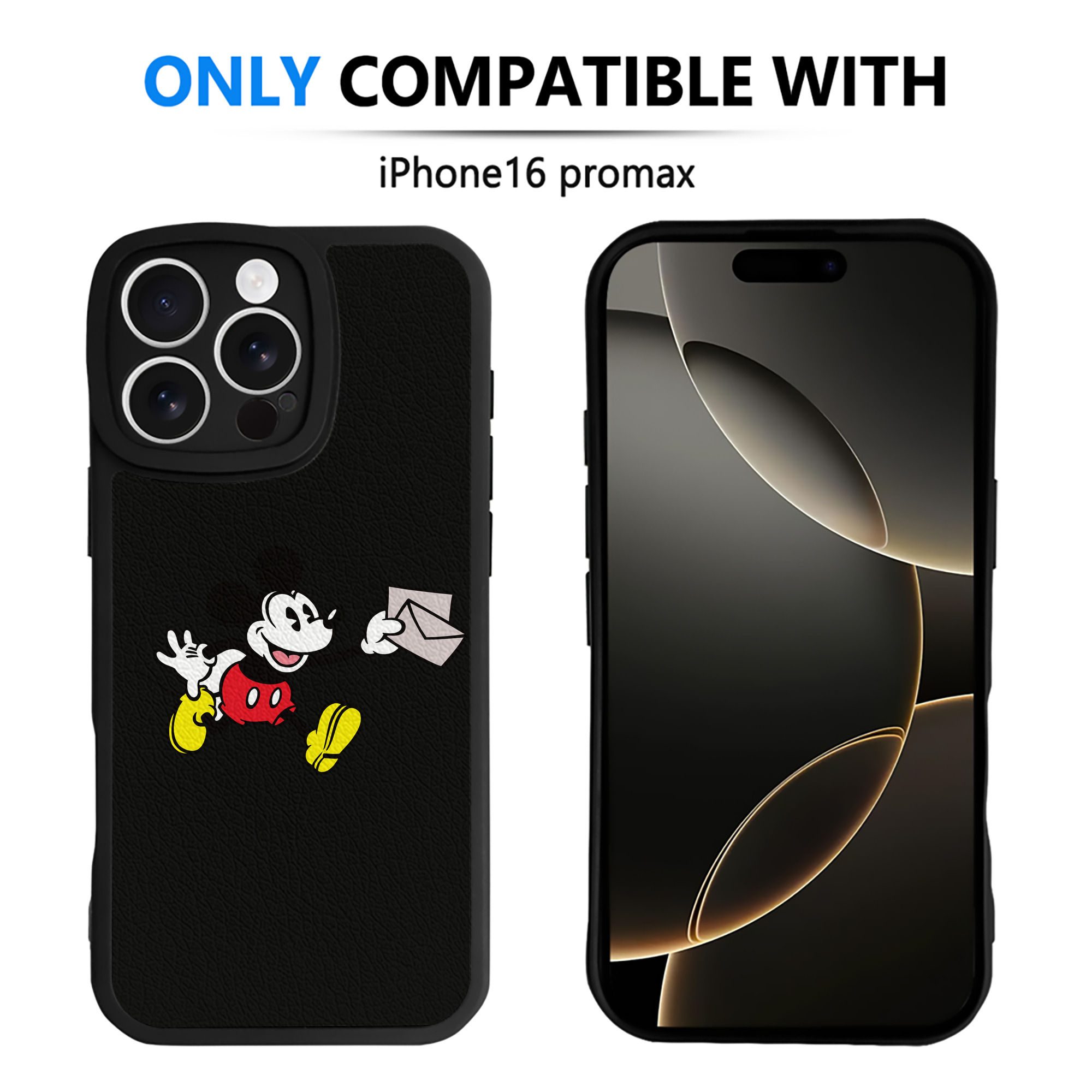 （画像用） ミッキーマウス Mickey Mouse 【iPhone 16シリーズ対応】シリコンスマホケース（レザー調） 材質：シリコン